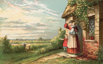 Father returning from work in the fields by English School